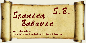 Stanica Babović vizit kartica